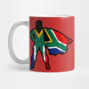 African Hero Wearing Cape of Africa Flag Hope and Peace Unite in Africa Mug